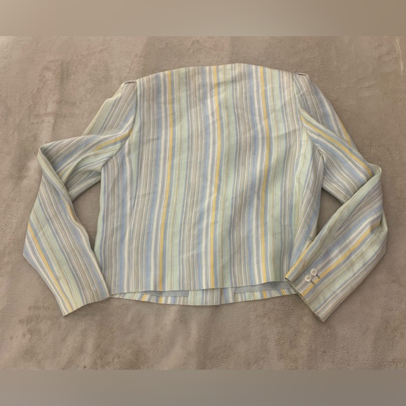 SALVATORE FERRAGAMO 2 Piece Striped Blue Yellow Suite Skirt Preppy High Fashion - Picture 11 of 15